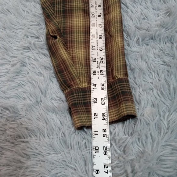 Cutter & Buck Mens Shirt Button Up Brown XL Plaid Long Sleeve Pocket Collar - Picture 9 of 12